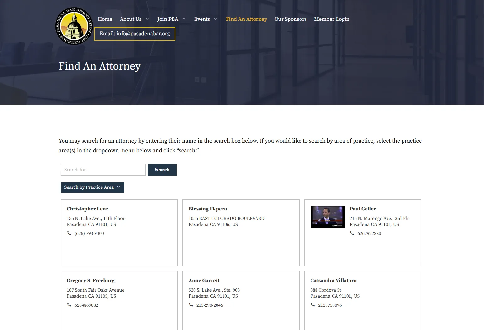 Pasadena Bar Association screenshot 2